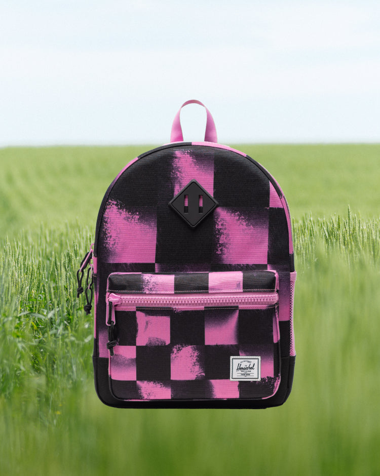 Herschel Heritage Kids Backpack in Stencil Checker Opera Mauve.